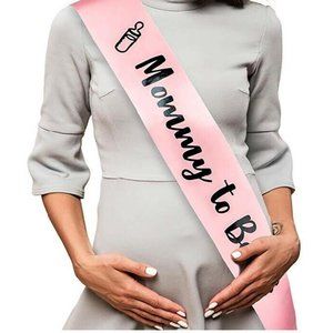 MOMMY TO BE Pink & Black Foil SATIN RIBBON SASH